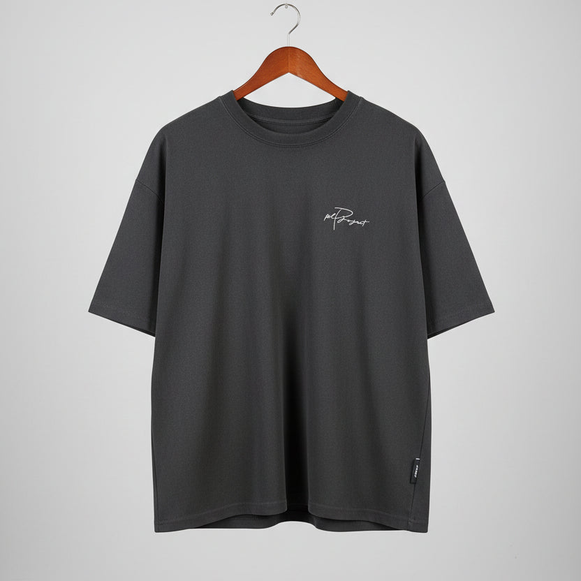 PCP Project Mens XL Black Oversized Heavyweight Script Logo T-Shirt Streetwear