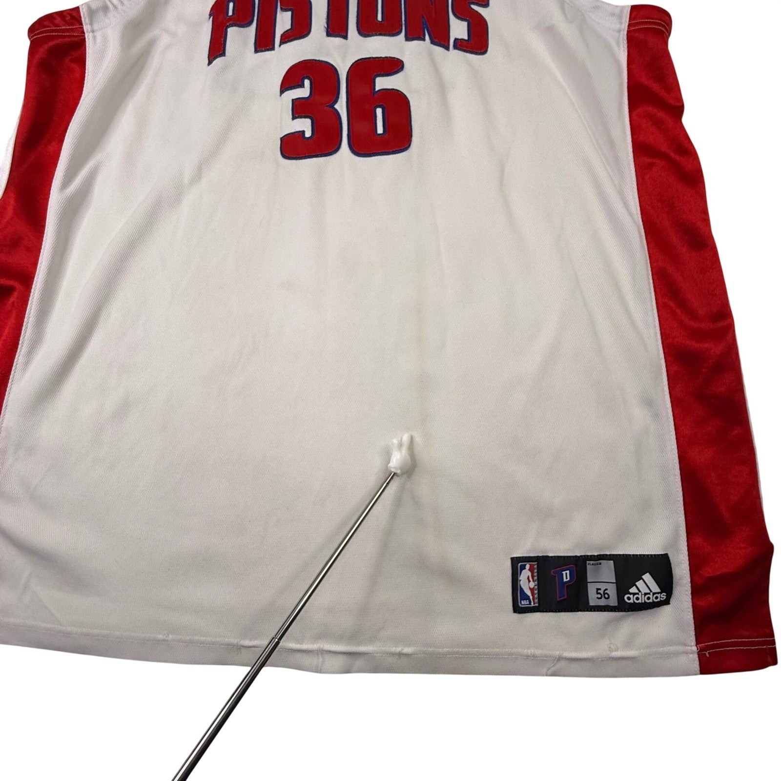 Detroit Pistons Ben Wallace Adidas Basketball Jersey Size 56 White Red Blue