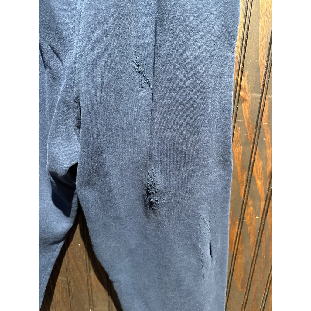 Vintage Distressed Navy Blue Sweatpants Raw Hem Cropped Joggers Mens Small 14x19