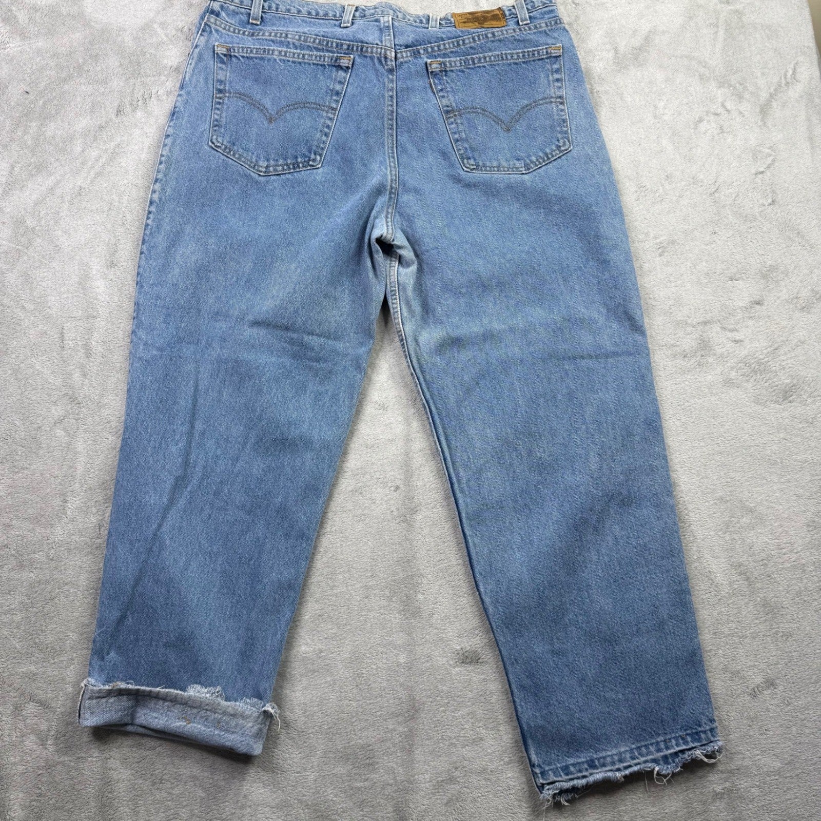 Levi Strauss Signature Mens Loose Pleated Light Wash Denim Jeans Size 40x30
