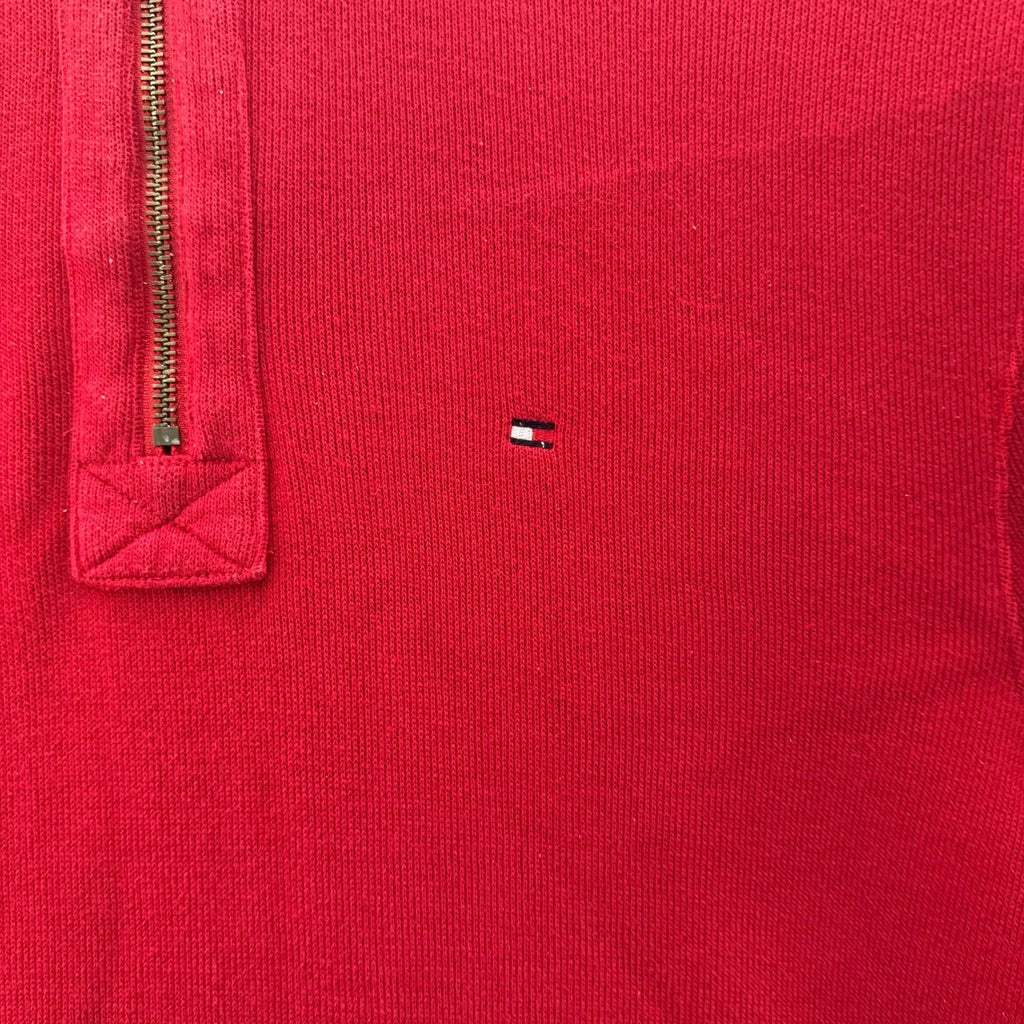 Tommy Hilfiger Men's Red Quarter Zip Pullover Sweater Size Medium