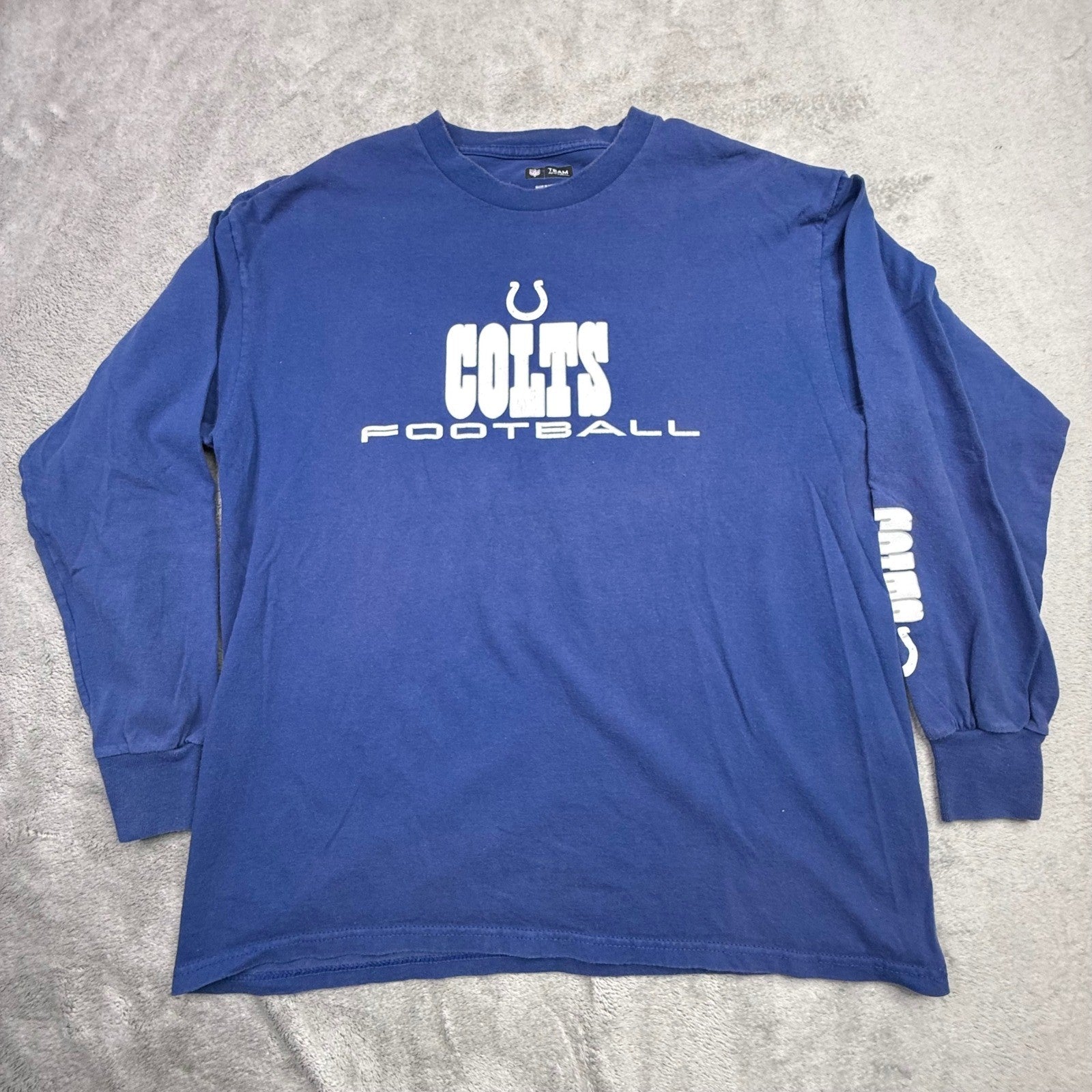 NFL Indianapolis Colts Long Sleeve Football T Shirt Mens Large Blue Team Apparel