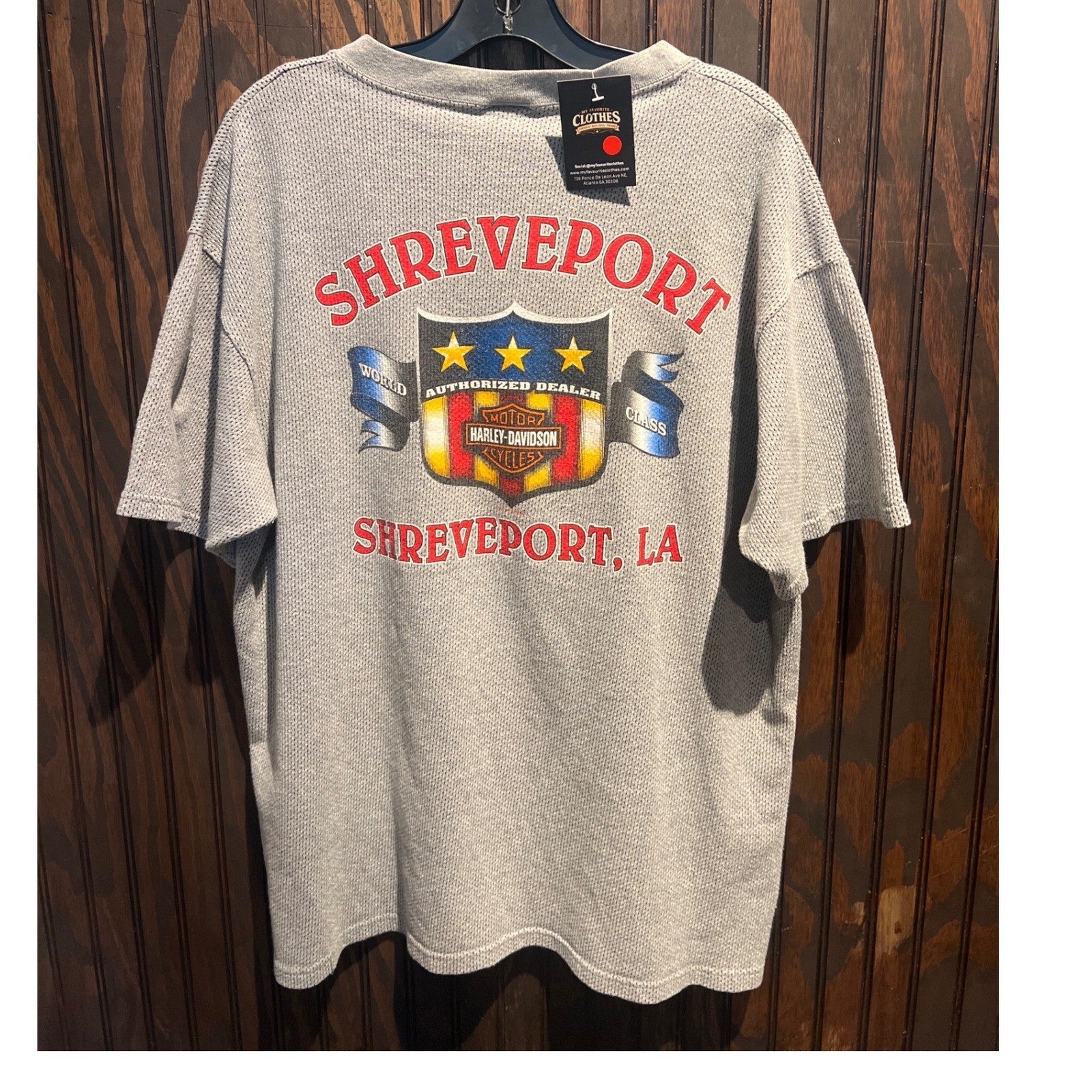 Harley-Davidson Vintage Gray Waffle Knit Thermal Graphic T-Shirt Mens XL 28x23