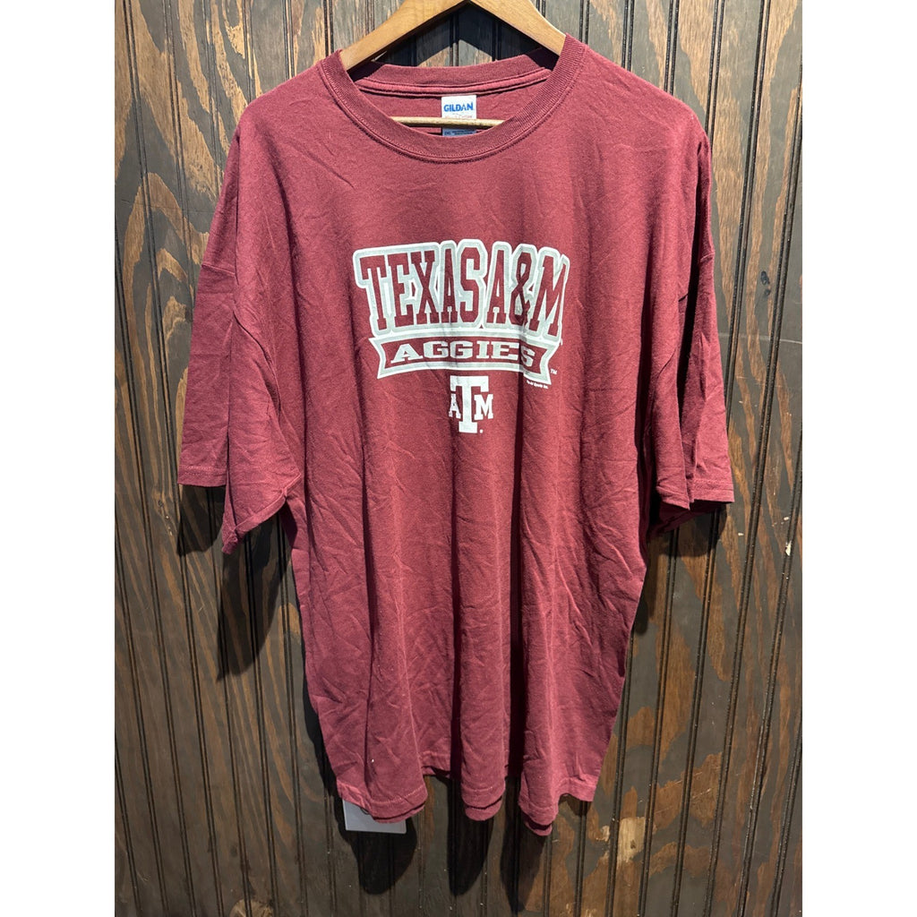 Gildan Texas A&M Aggies Graphic T-Shirt Maroon Short Sleeve Mens Size 2XL
