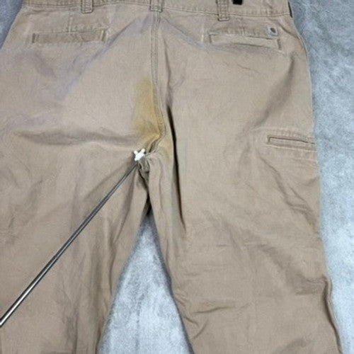 Mens Khaki Work Pants Relaxed Fit Straight Leg Casual Trousers Size 44x30