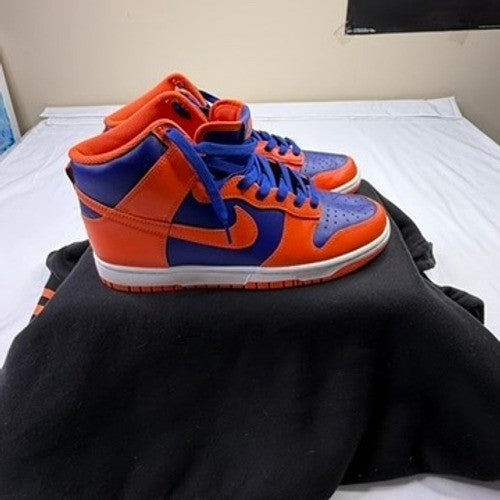 Nike Dunk High Men Orange Blue Leather Sneakers Shoes Size 8