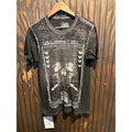 HTH My Favorite Clothes Mens Skull Graphic T-Shirt Faded Black Burnout Tee L