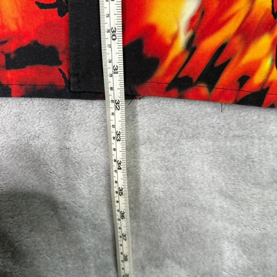 Dragon Fire Flame Art Short Sleeve Button Up Shirt Mens Size XL Black Red