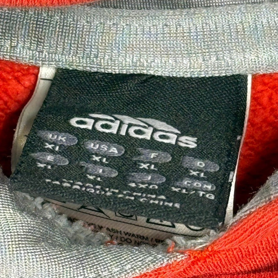Adidas Orange Pullover Hoodie with Logo Pocket Sweatshirt Mens Size Large