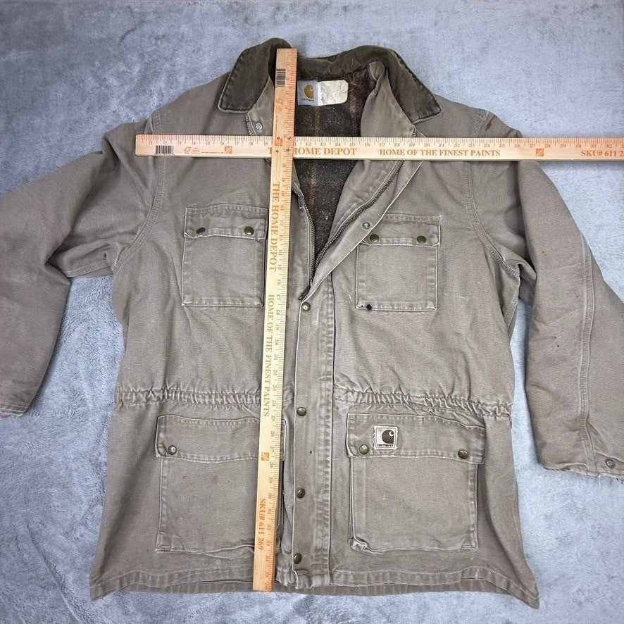Carhartt Mens Brown Canvas Insulated Lined Work Barn Coat Jacket 2XL Tall