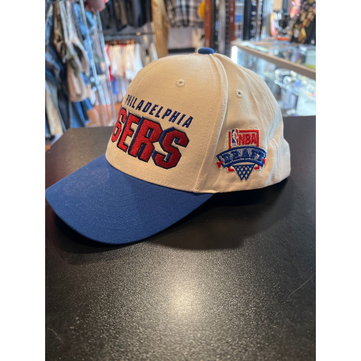 Philadelphia 76ers Snapback Hat Cream Blue NBA Basketball Cap Embroidered Logo