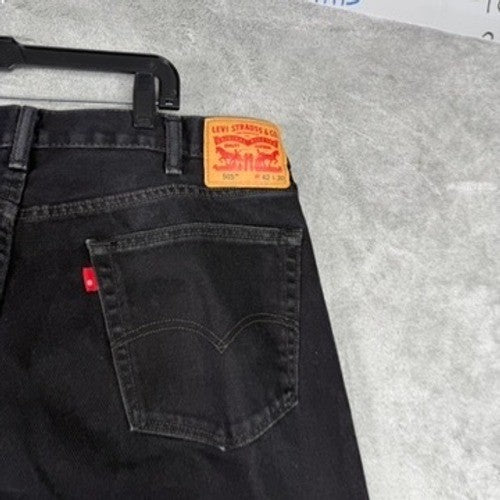 Levi Strauss 505 Black Straight Fit Mens Jeans W42 L30