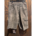 FUBU Mens Vintage Baggy Carpenter Denim Shorts Faded Cargo 32x14 Distressed