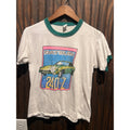 Vintage Datsun 240-Z Ringer T-Shirt White Green Distressed Automotive Graphic