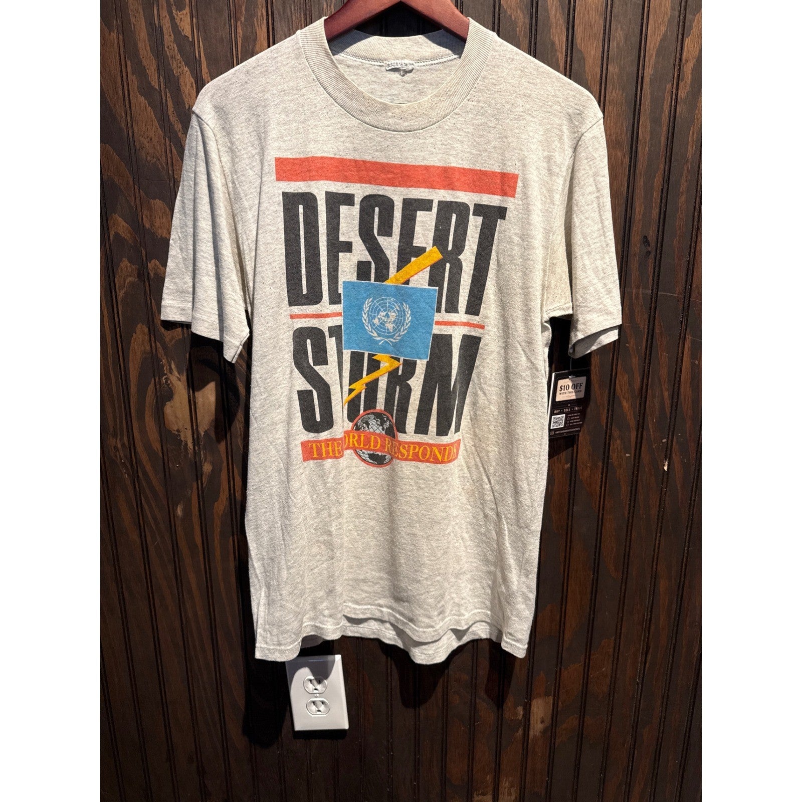 Vintage Desert Storm The World Responds T-Shirt Gray Single Stitch 90s Large XL