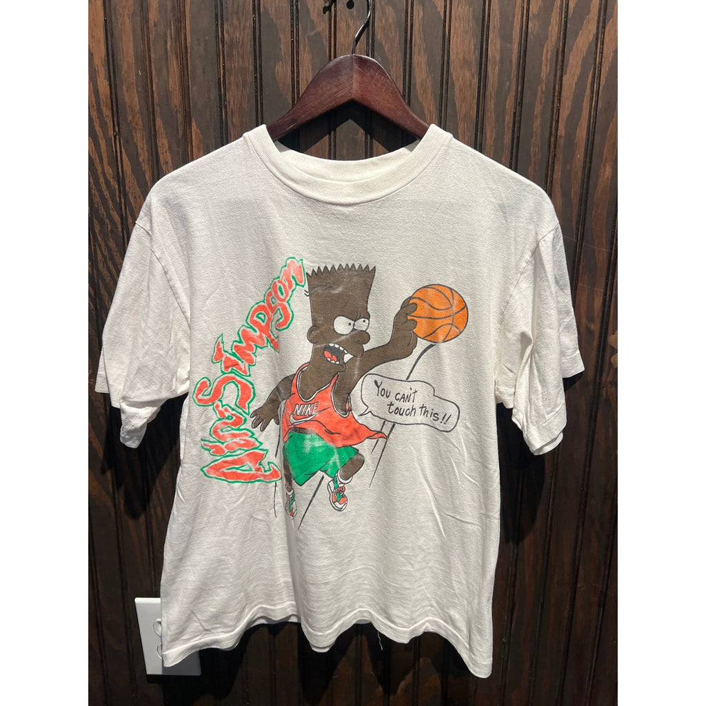 Vintage 1990 Air Simpson Bart Simpson Basketball Graphic T-Shirt White 20x24