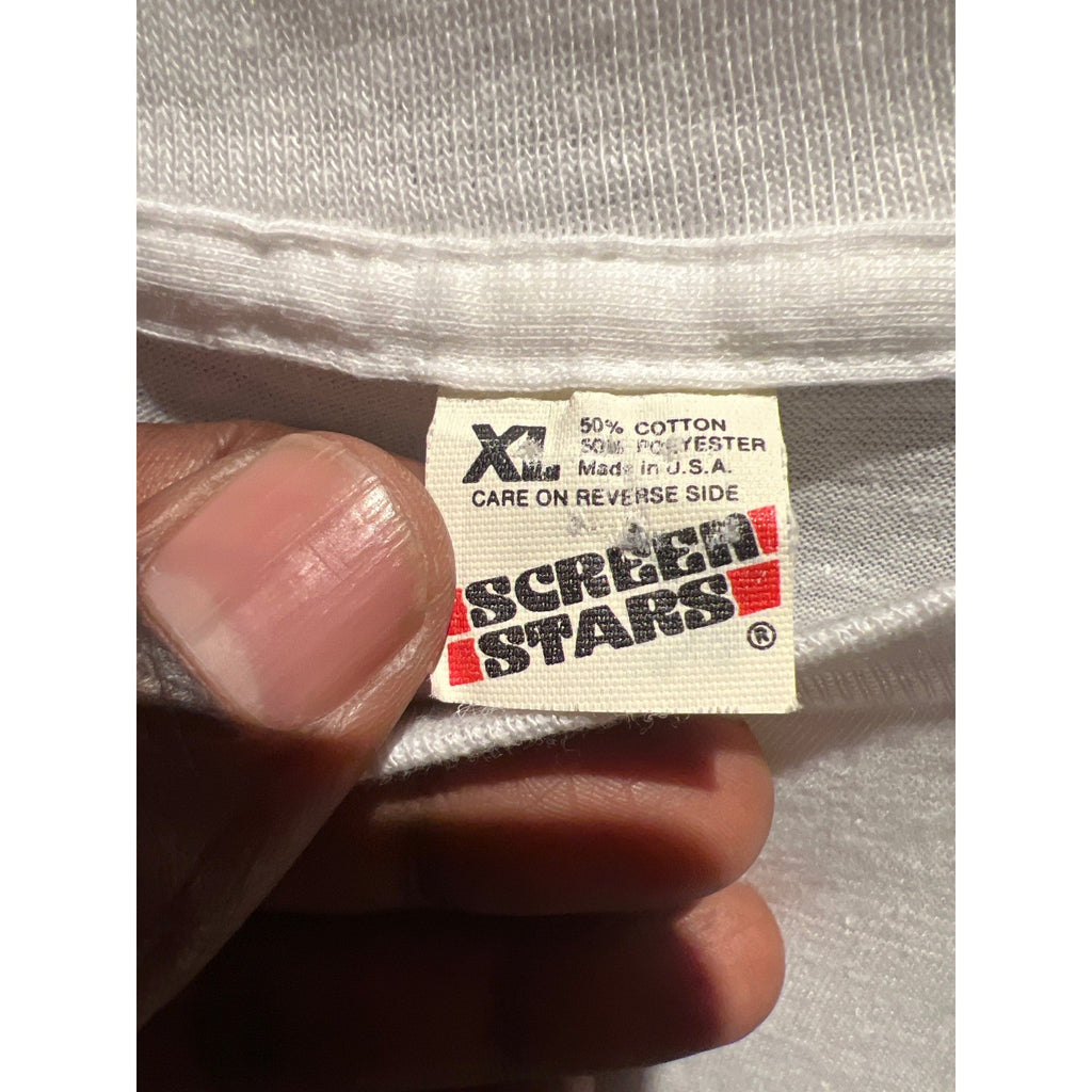 Vintage 1986 I Was Over There Union Jack Graphic T-Shirt White XL Screen Stars