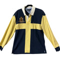Tommy Hilfiger Rugby Shirt Yellow Navy Long Sleeve Crest Logo Men's Size M