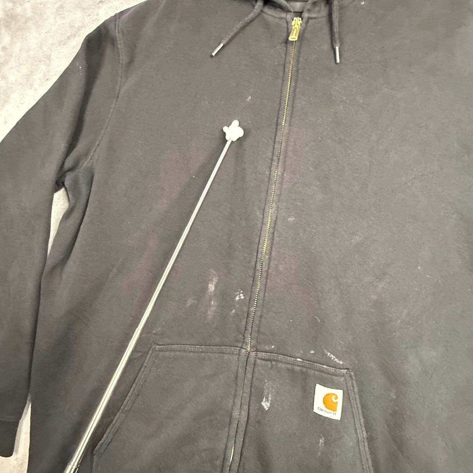 Carhartt Mens 2XL Loose Fit Black Zip Up Hoodie Workwear Durable