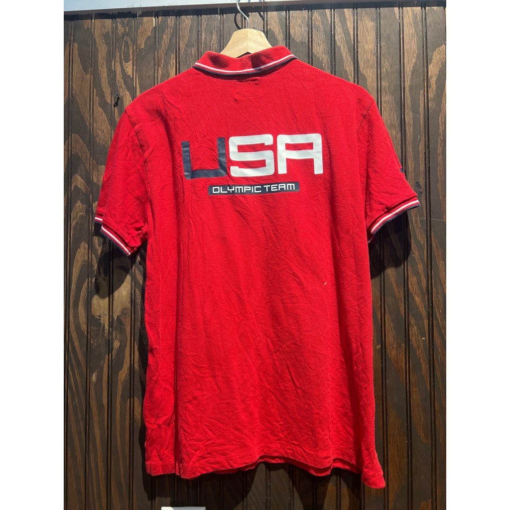Polo Ralph Lauren Mens Red Team USA Olympic Games Patch Polo Shirt Large