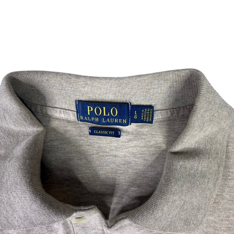 Polo Ralph Lauren Mens Long Sleeve Polo Shirt Tan Heather Classic Fit Large