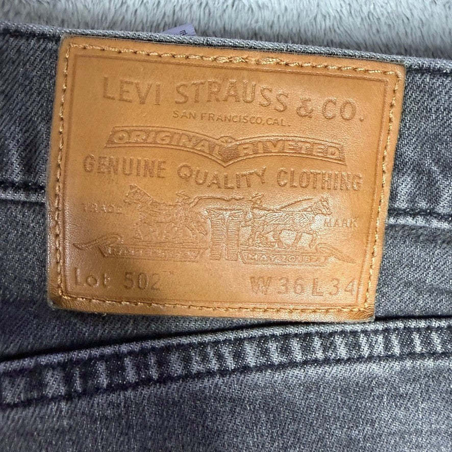 Levi Strauss 502 Regular Taper Jeans Dark Gray W36 L34 Mens Premium Quality