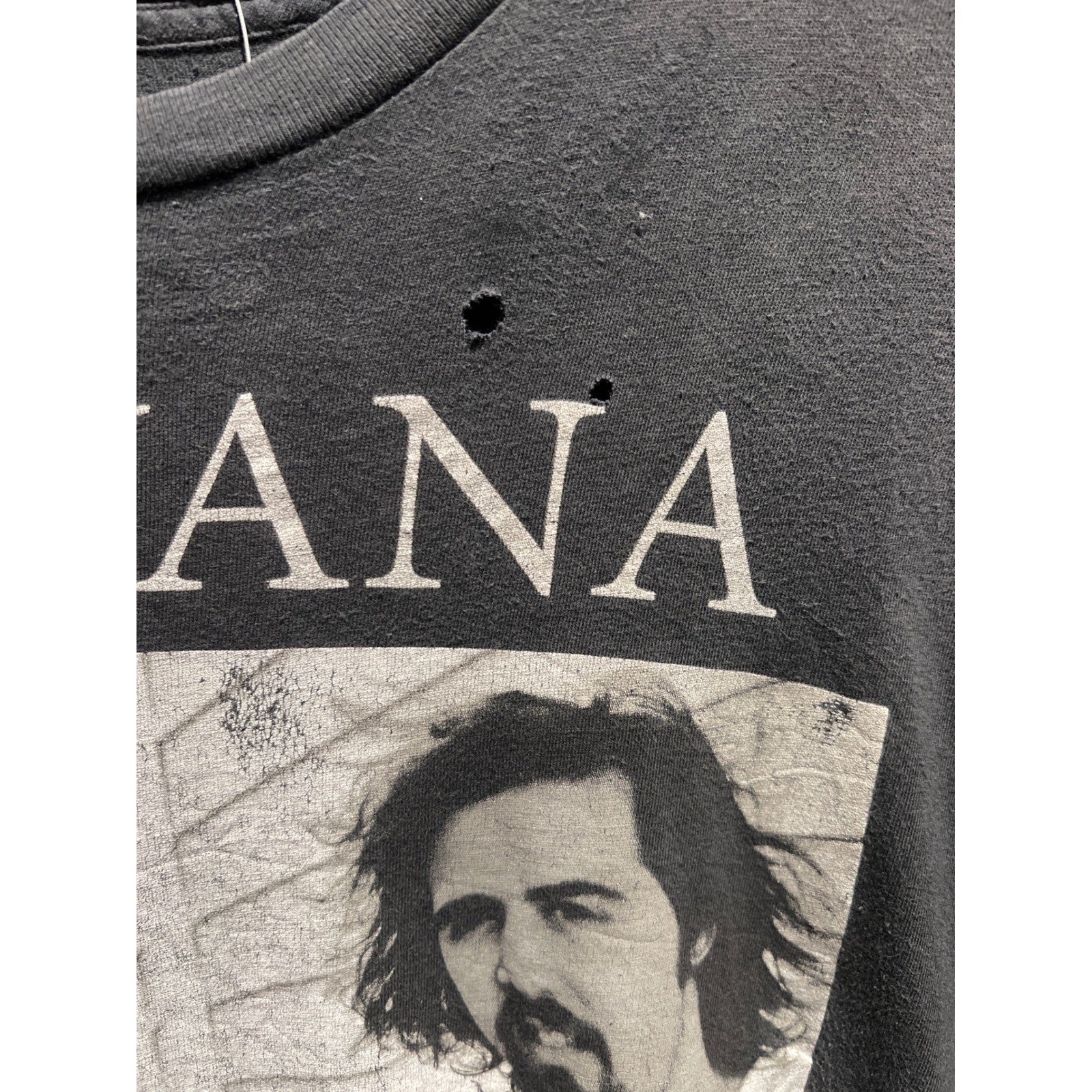 Nirvana Band Graphic T-Shirt Charcoal Gray Distressed Grunge Rock Tee Mens L