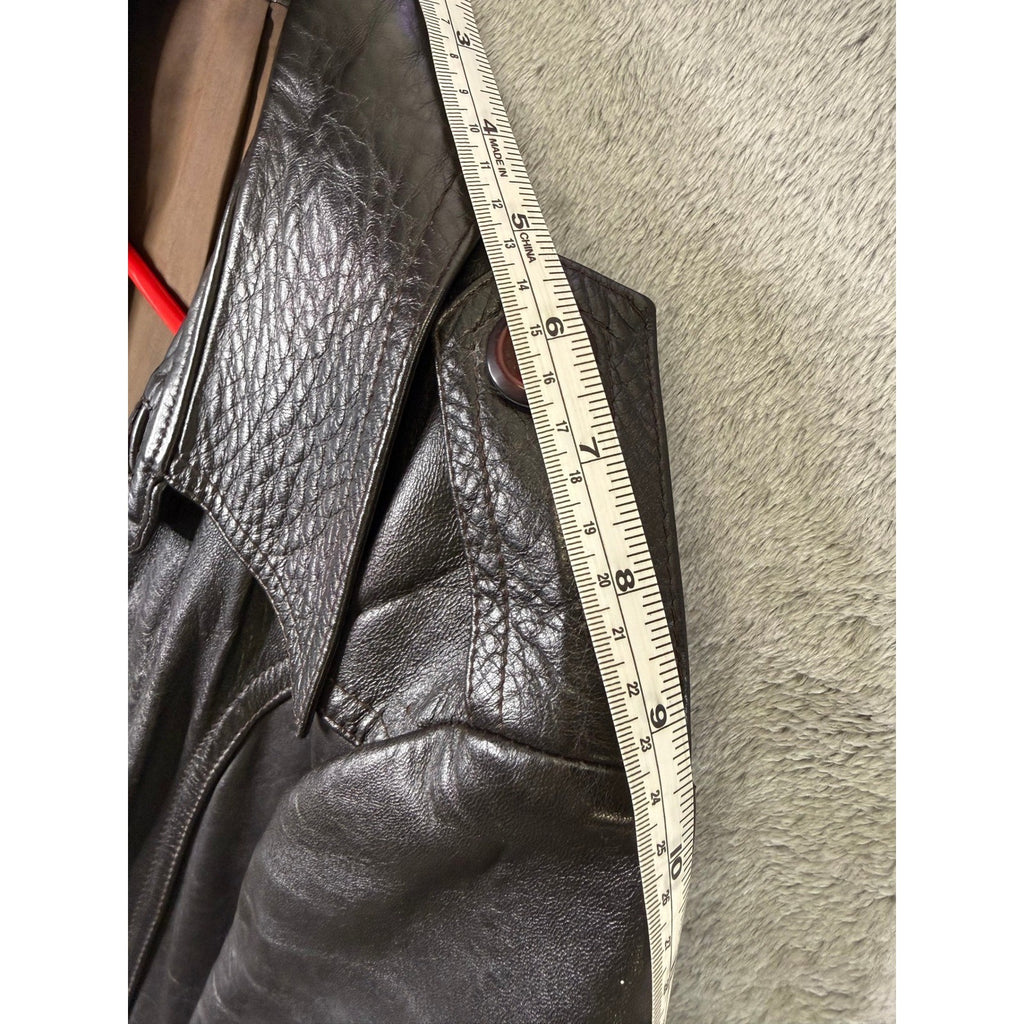 Vintage 90s CSL Suedes Black Leather Coat Mens L Distressed Genuine Leather
