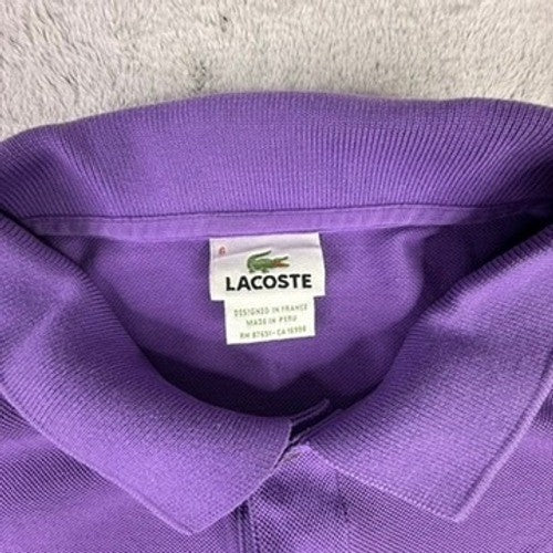 Lacoste Mens Purple Short Sleeve Pique Cotton Polo Shirt Size 6 XL