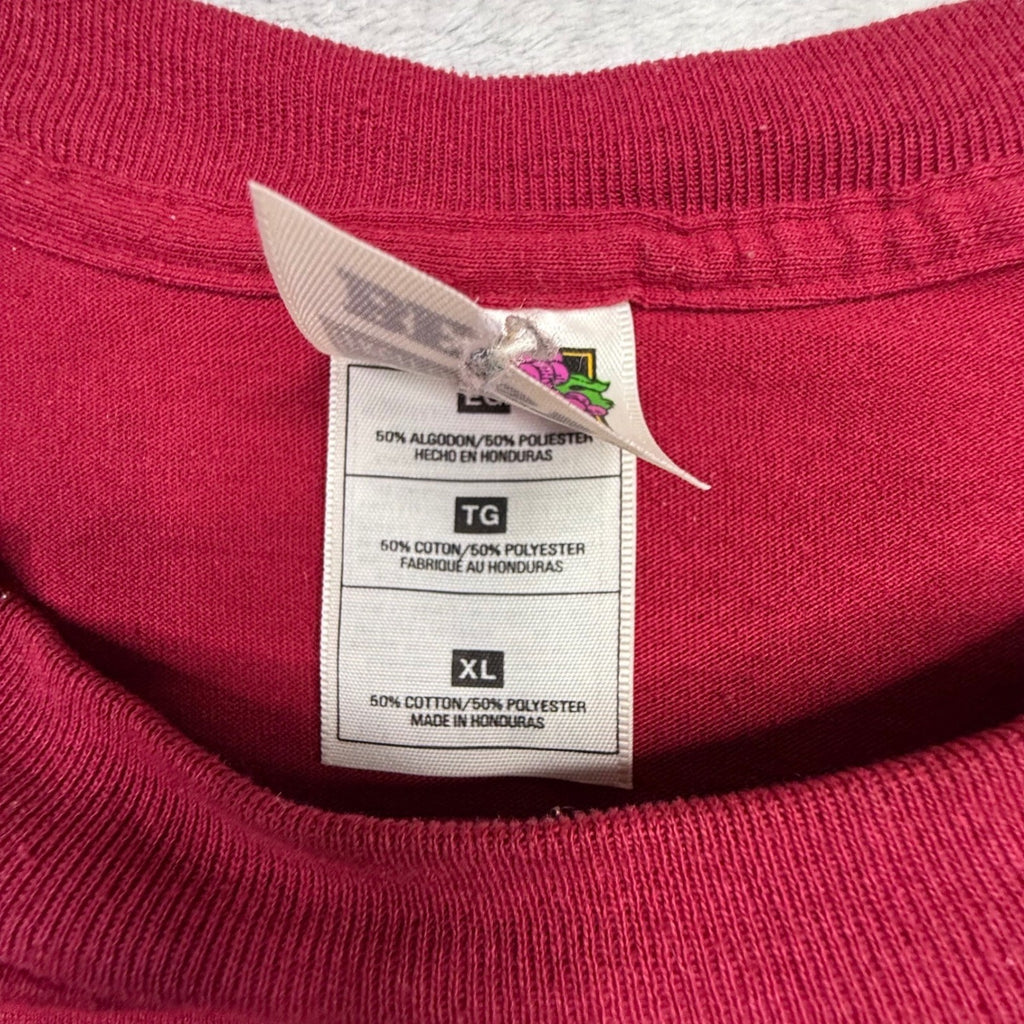 Fruit of the Loom MAINE Red Graphic T Shirt Mens XL Cotton Polyester Blend