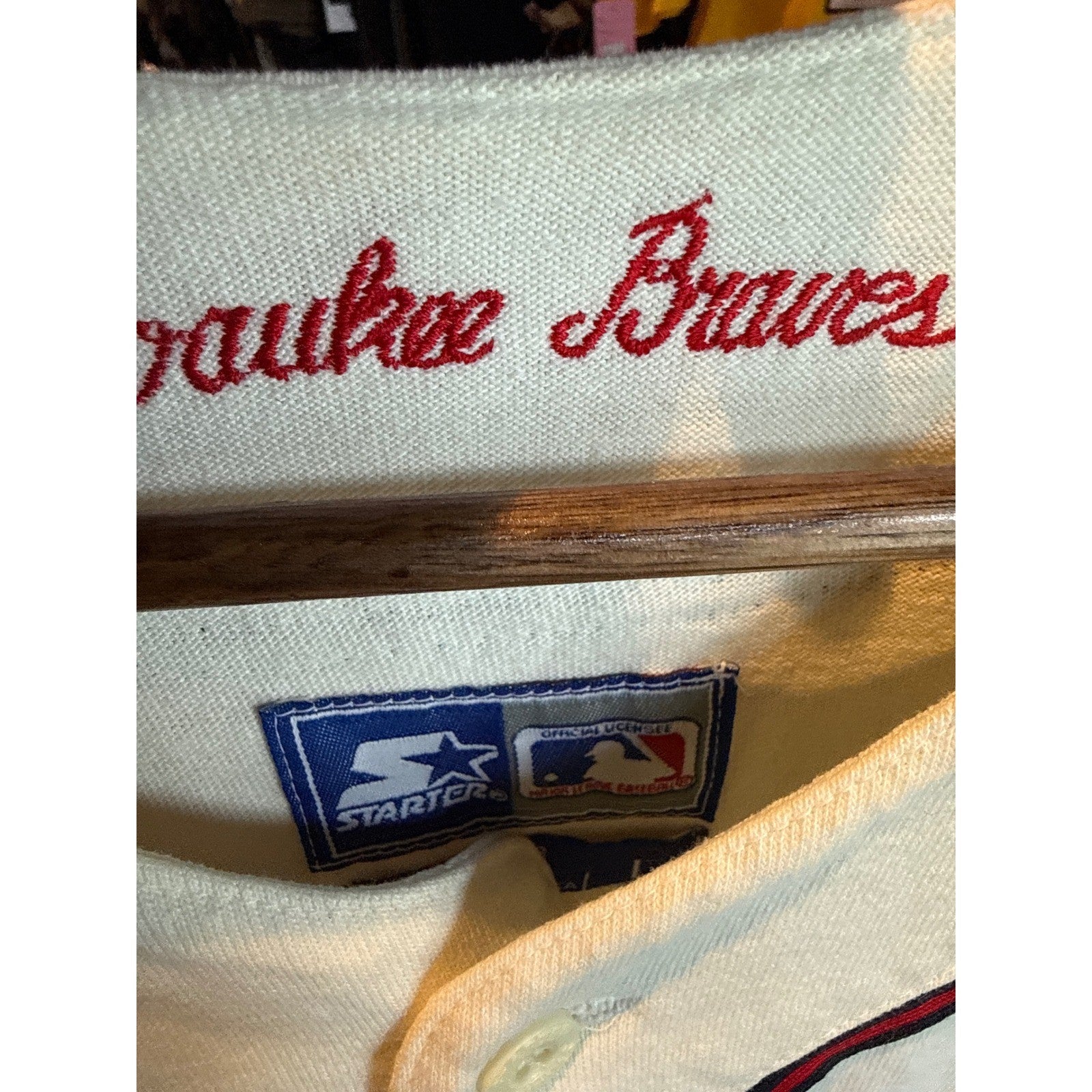 Vintage Milwaukee Braves Starter Cooperstown Collection Jersey Cream Mens XL