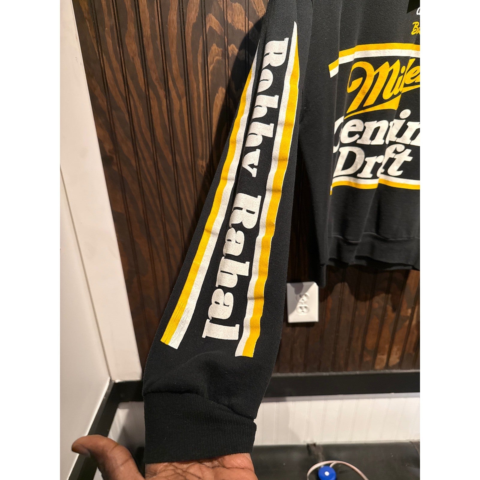 Vintage Jerzees Miller Genuine Draft Bobby Rahal Racing Sweatshirt Black Large