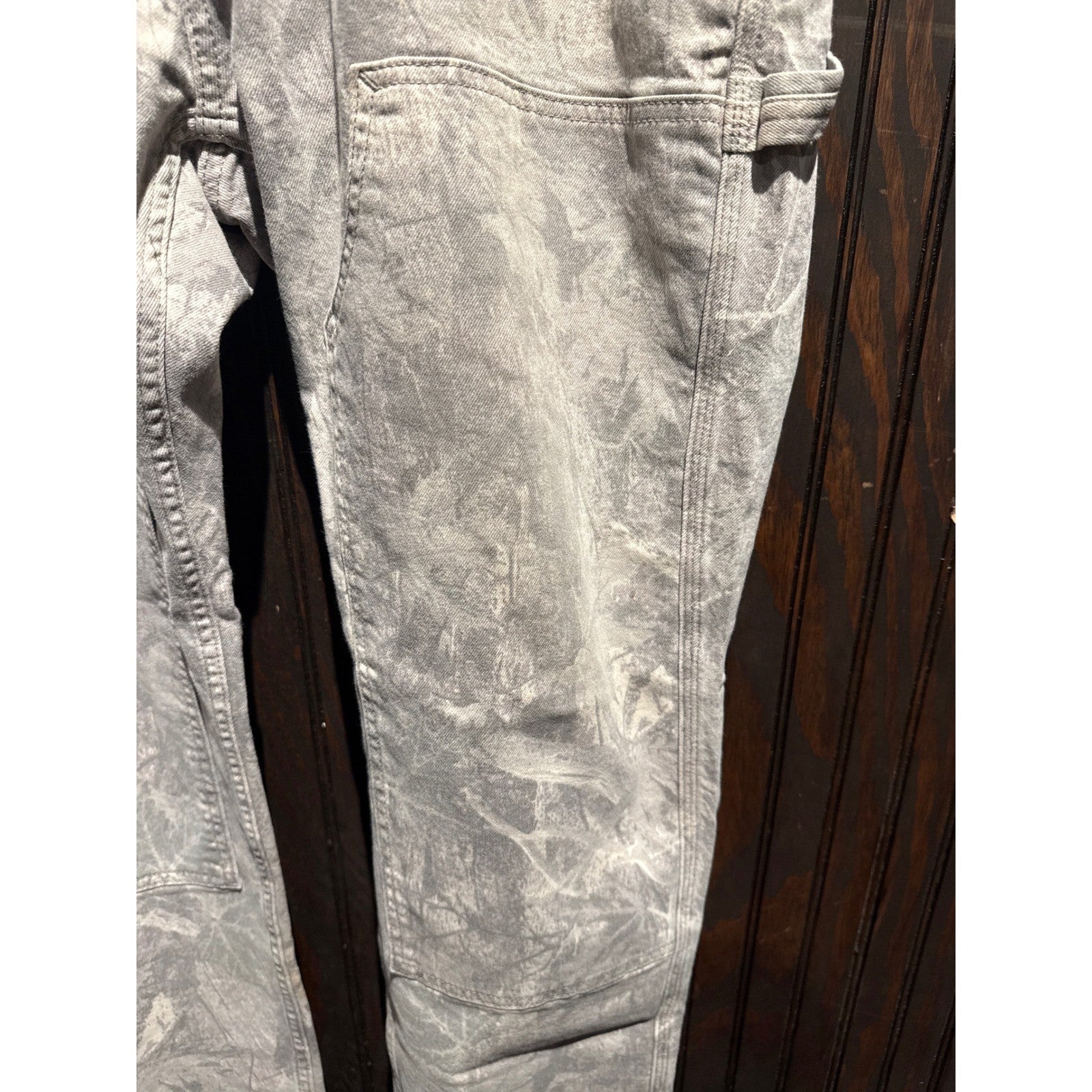 Hollister Mens Epic Flex Carpenter Pants Grey Leaf Camo Double Knee 36x30
