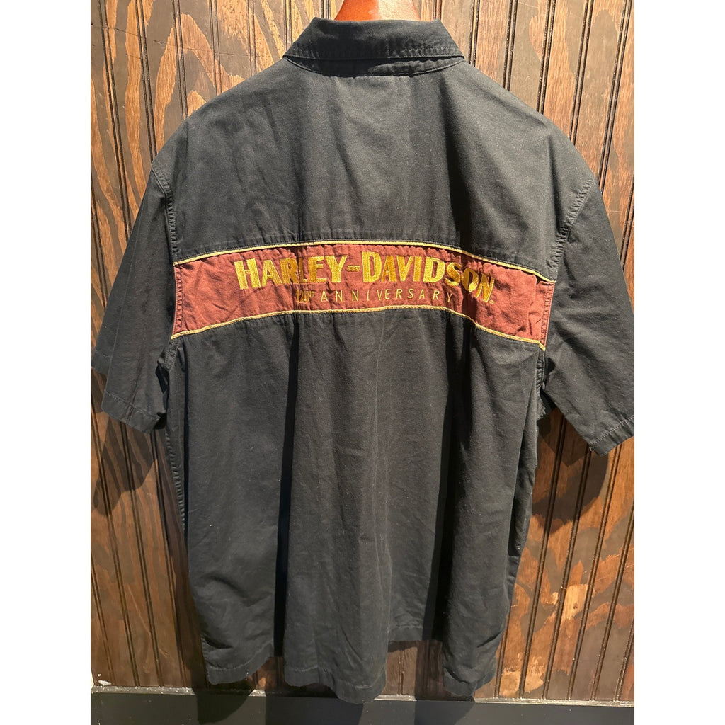 Harley Davidson Mens Black Short Sleeve Button Down Biker Shirt 3XL 27x32