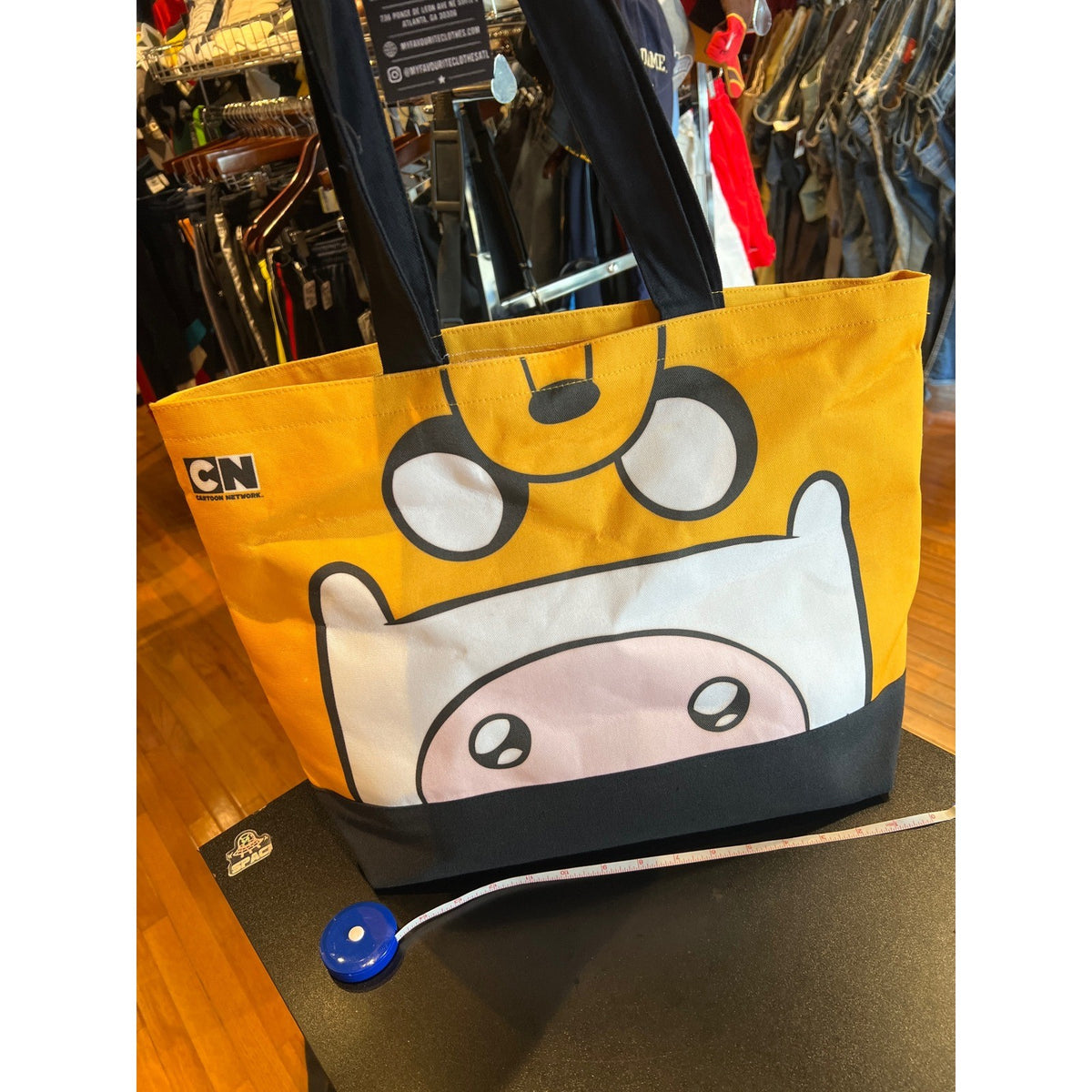 Adventure Time Cartoon Network Finn Jake Yellow Canvas Tote Bag Graphic Print