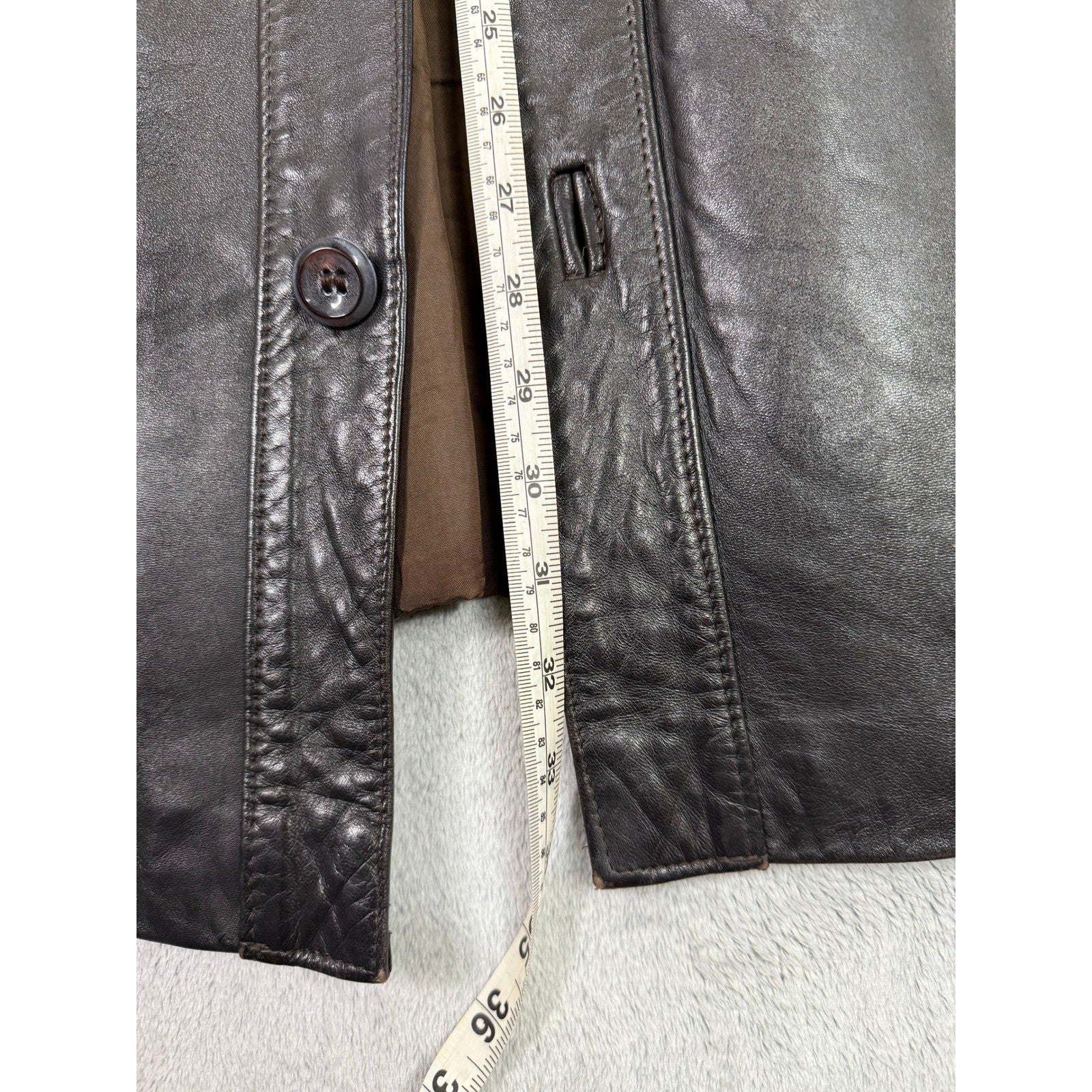 Vintage 90s CSL Suedes Black Leather Coat Mens L Distressed Genuine Leather