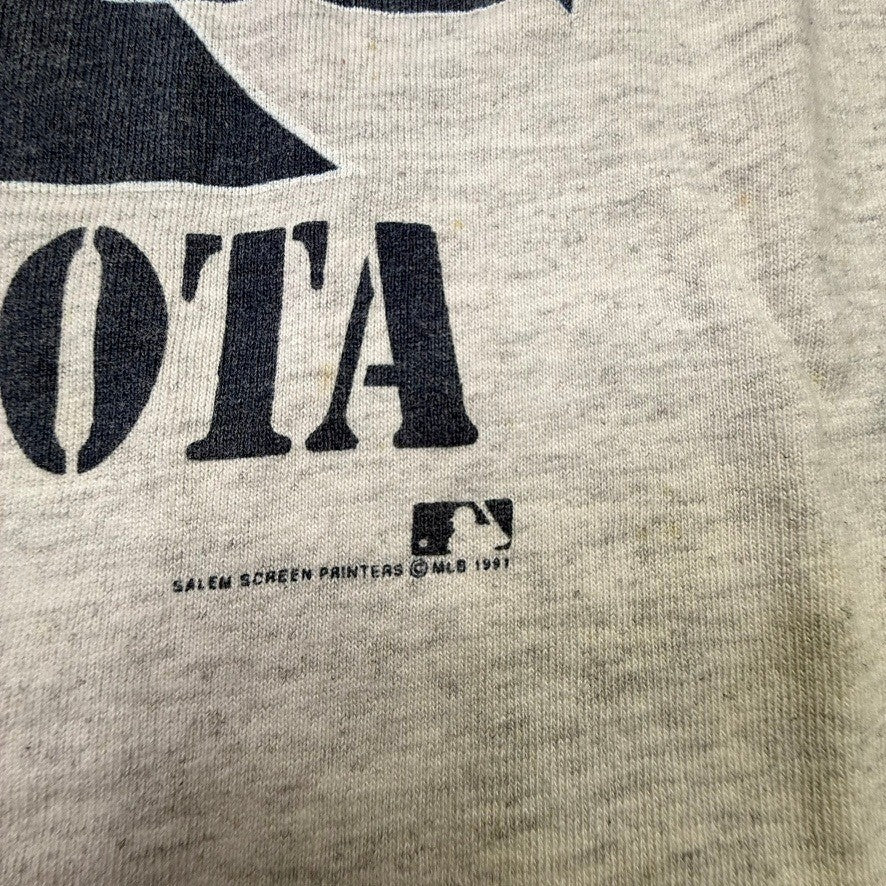 1991 Minnesota Twins Baseball T Shirt Salem Sportswear XXL Gray MLB