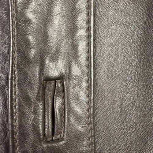 Vintage 90s CSL Suedes Black Leather Coat Mens L Distressed Genuine Leather