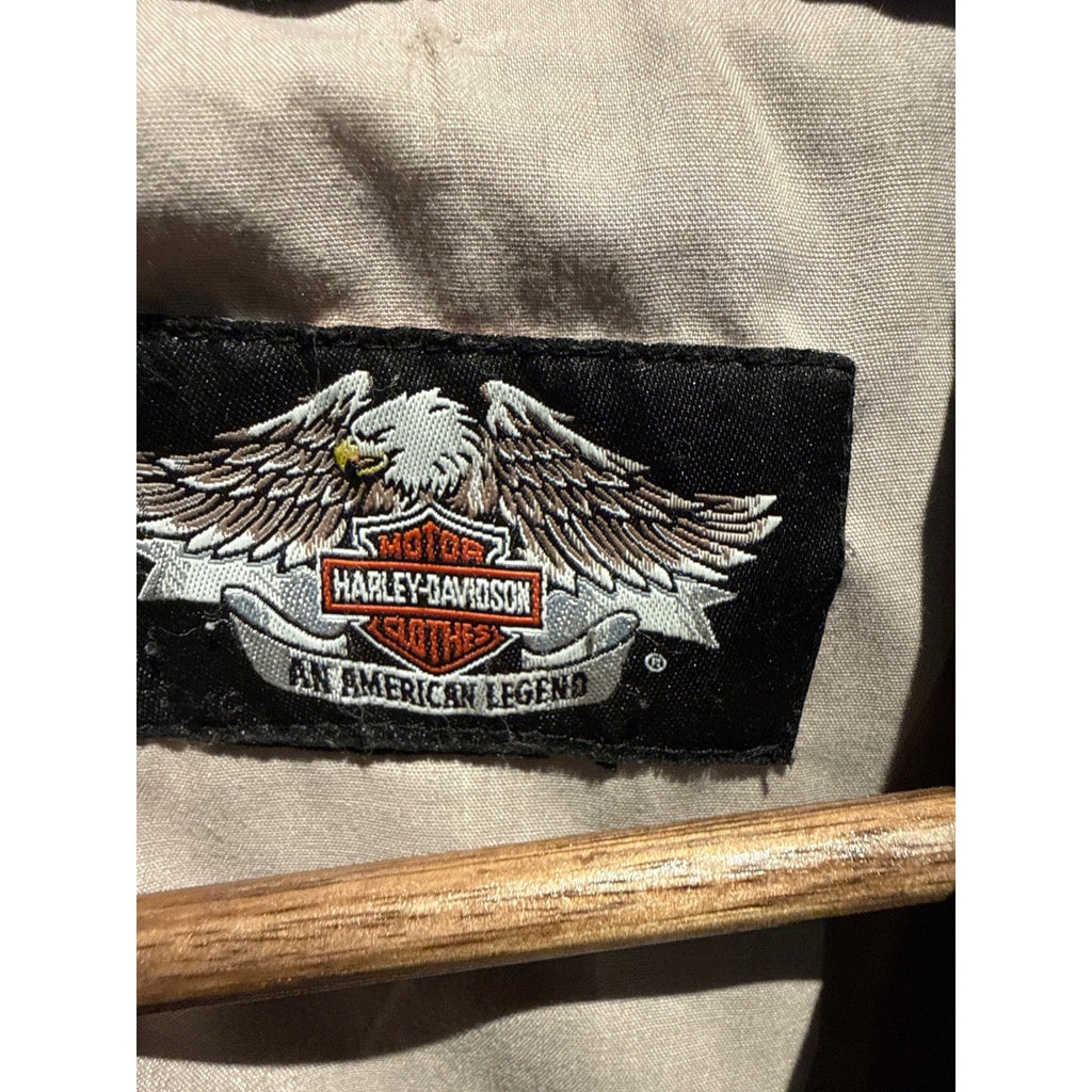 Harley-Davidson Mens Military Field Jacket Olive Green Cotton Utility Coat XL