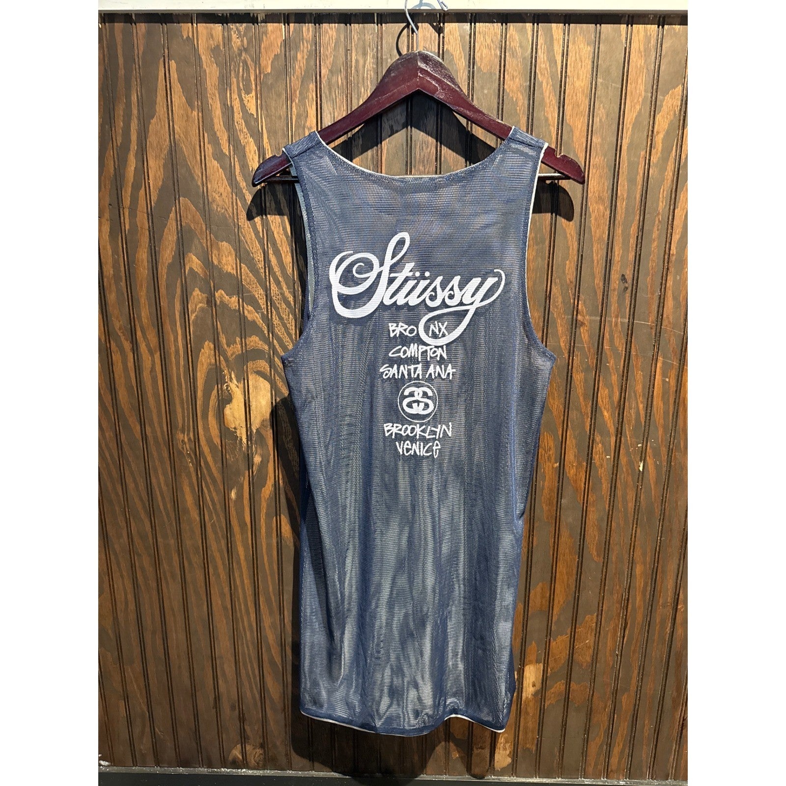 Stussy World Tour Mesh Tank Top White Graphic Sleeveless Jersey Mens XL