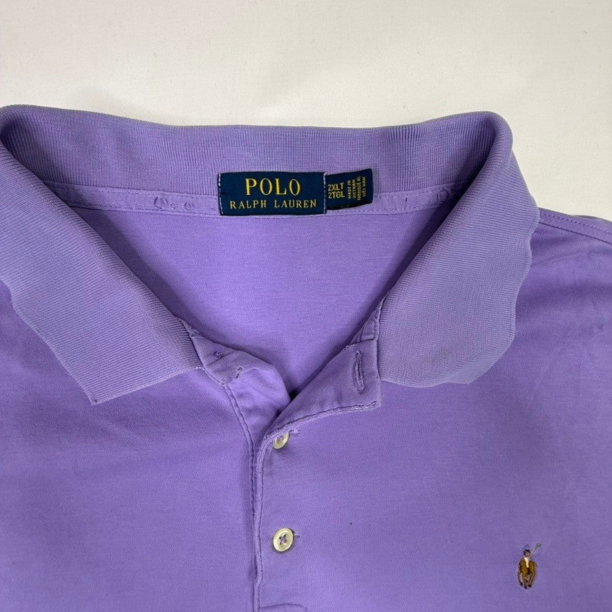 Polo Ralph Lauren Mens 2XL TALL Purple Short Sleeve Collared Polo Shirt