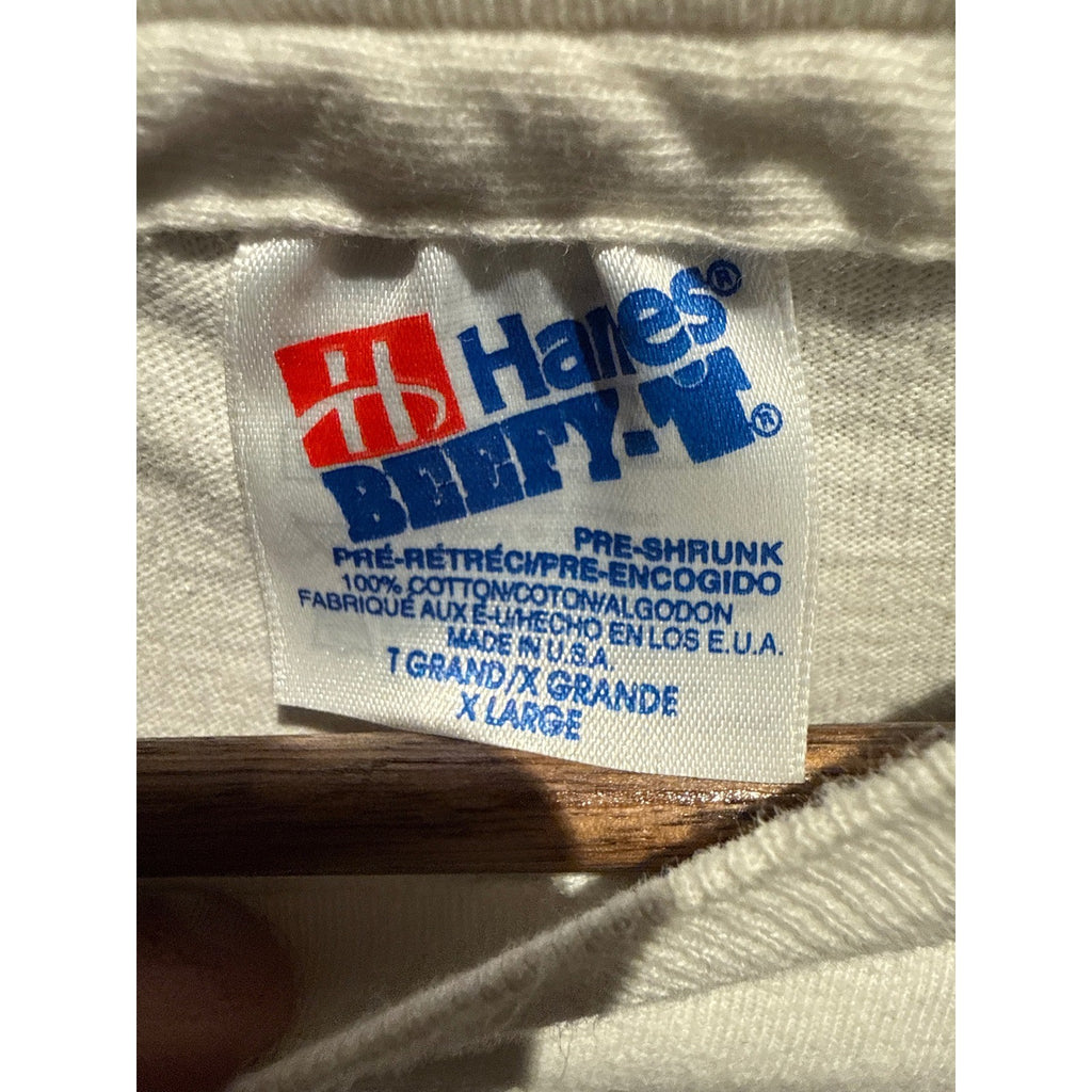Vintage 1993 Lewisville Texins Flag Football Graphic T-Shirt White Mens XL 23x30
