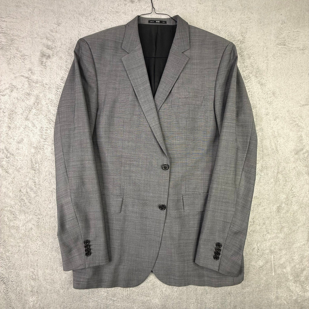 Hugo Boss Mens Grey Textured Two Button Wool Blend Suit Blazer Trousers Set