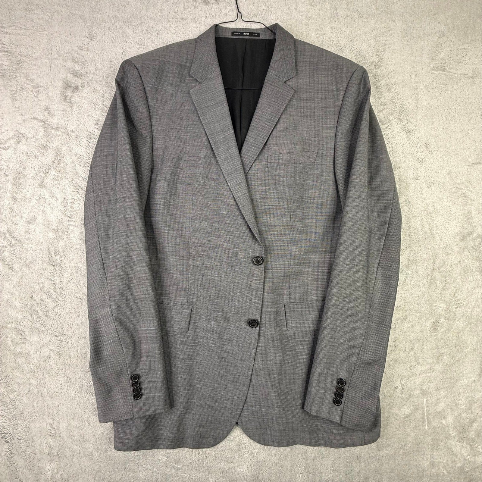 Hugo Boss Mens Grey Textured Two Button Wool Blend Suit Blazer Trousers Set