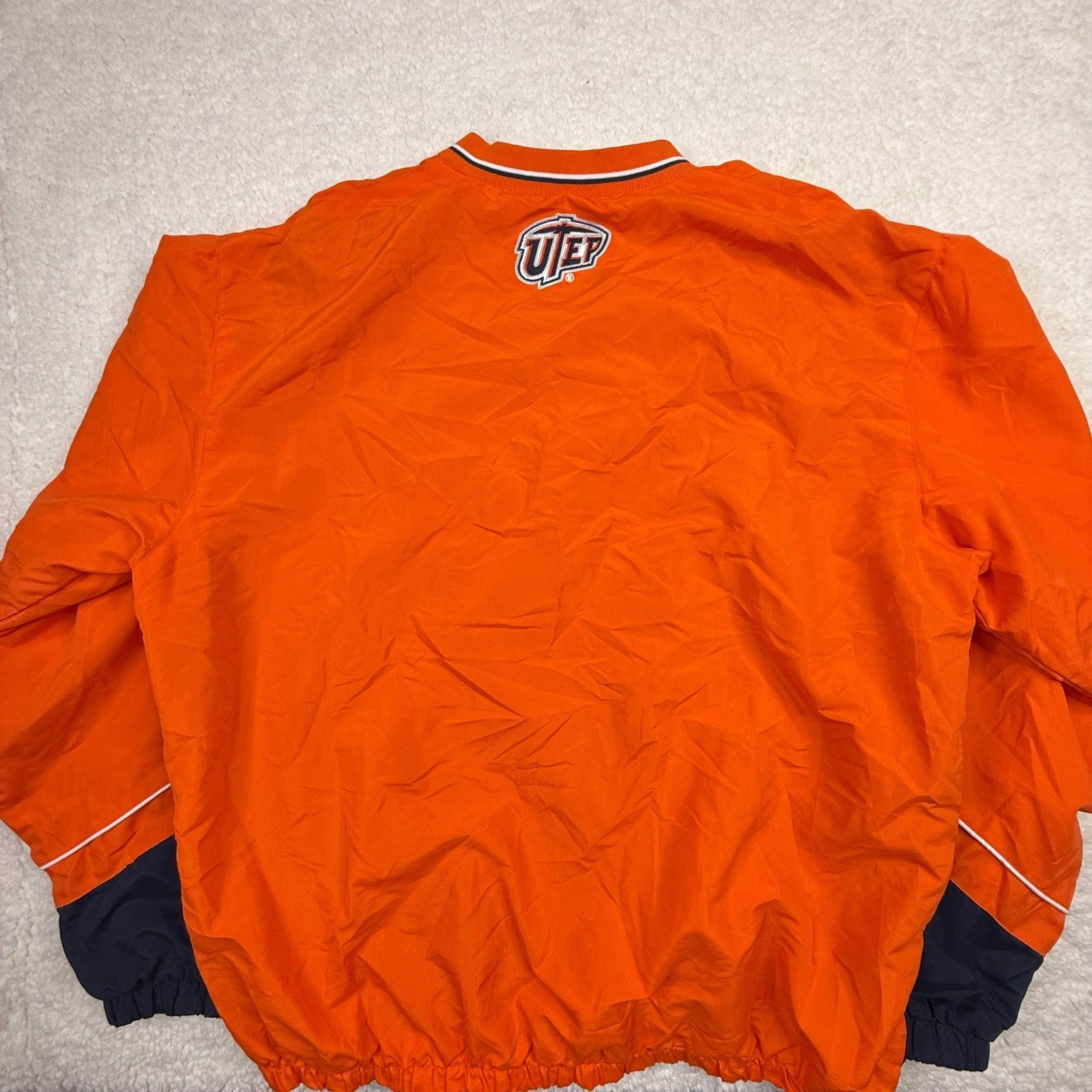 UTEP Miners Pullover Windbreaker Jacket Orange Navy White 58 Sports L G