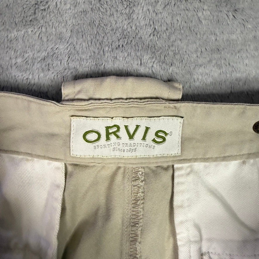 ORVIS Khaki Cargo Pants Mens Size 34 Cotton Relaxed Fit Outdoor Casual
