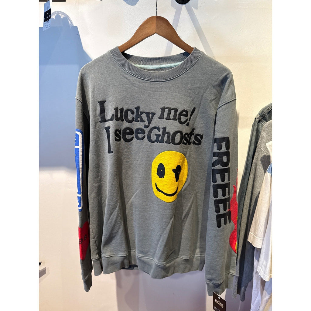 Kids See Ghosts Lucky Me I See Ghosts Sweatshirt Grey Kanye West Crewneck XL