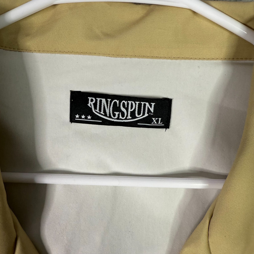 KINGSPUN Mens Beige Mountain Print Short Sleeve Button Up Shirt Top XL