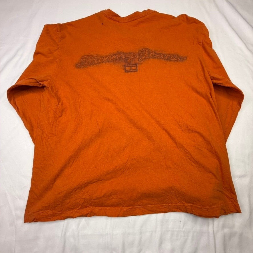 Tommy Jeans Orange Long Sleeve Graphic T Shirt Men's L G G