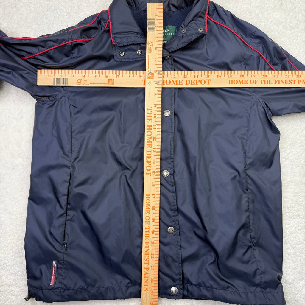Lauren Ralph Lauren Mens Navy Blue Red Trim Full Zip Casual Jacket Size S